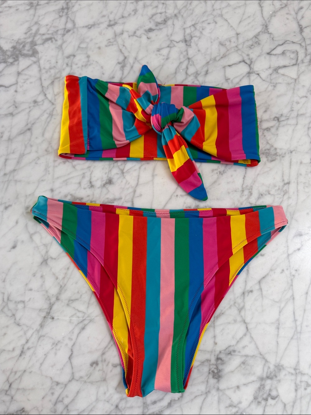 Show Me Your Mumu Tulum Rainbow Stripe Bikini Sz M